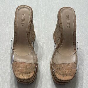 Schutz brand new wedges, clear strap.